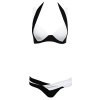 Black and White Chic Spaghetti Strap Color Block Criss-Cross Women's Bikini Set