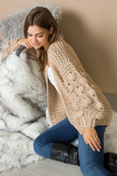 Bubble Sleeve Cardigan Sweater