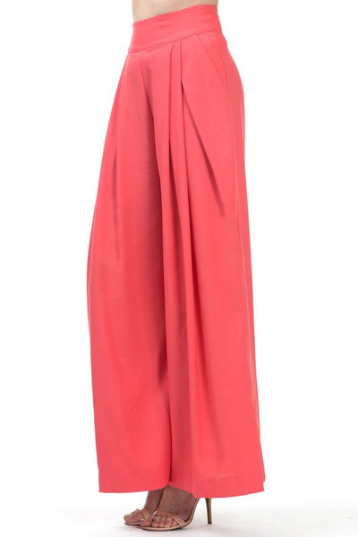 Coral High Waisted Wide Leg Trousers