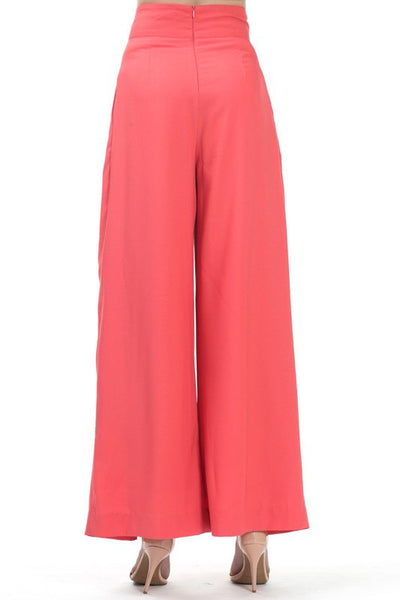 Wide Paper Trousers in Coral