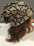 Beige with Black Lettering Hat Skullie Beanie or Headband
