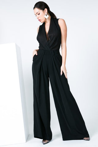 Pleated Front Wide Leg Trousers