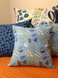 Blue Loose Leaf Decorative Pillow Cover 16 x 16 inch with Gorgeous Home Decor Fabric Loose Leaf Daybreak