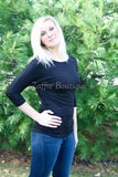Black Dolman Sleeve Cinched Side Tunic Top