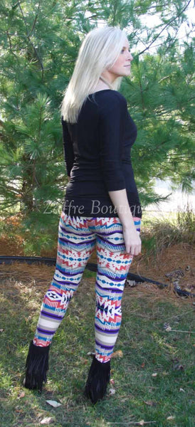 Abstract Ethnic Aztec Print Leggings