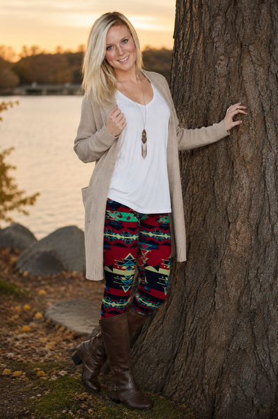Abstract Ethnic Aztec Print Leggings