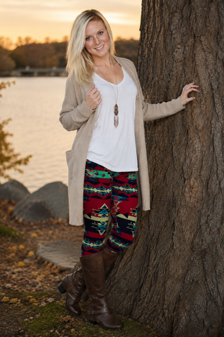 Abstract Ethnic Aztec Print Leggings