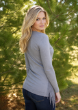 Gray Fringed Sweater Long Sleeve Crewneck