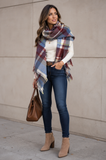 Red Blue Yellow White Grey Blanket Scarf