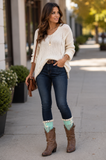 Aqua Boot Cuff with Lace Detail