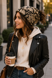 Beige with Black Lettering Hat Skullie Beanie or Headband