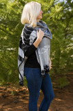 Black and Gray Cowl Neck Poncho
