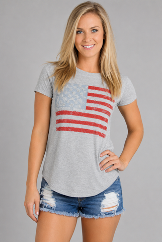 Gray American Flag T-Shirt