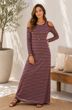 Cold Shoulder Maxi Dress with Stripes