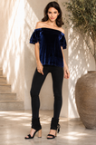 Blue Velvet Off Shoulder Top