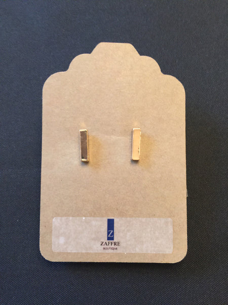 Gold Bar Stud Earrings with off center post