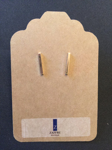 Gold Center Post Stud Earrings with Center Post