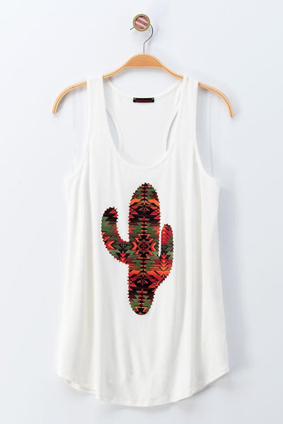 Aztec Cactus Jersey Tank Top