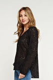 Black Eyelet Embroidered Top