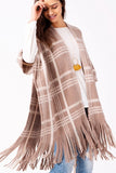 Plaid Woven Ruana with Fringe