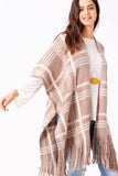 Plaid Woven Ruana with Fringe