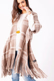 Plaid Woven Ruana with Fringe