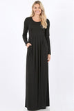 Classic Long Sleeve Black Maxi Dress