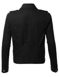 Cropped Long Sleeve Zip Up Moto Military Jacket