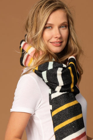 Black Multi Stripe Oblong Scarf