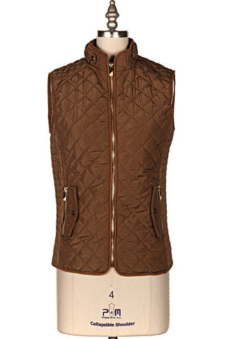 Brown Fur Lined Padded Vest