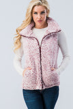 Burgundy Sherpa Zip Up Vest