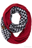 CC Knitted Houndstooth Ribbed Infinity Scarf