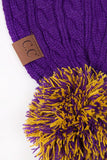 CC Knitted Pom Pom Cable Scarf