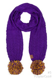 CC Knitted Pom Pom Cable Scarf