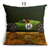 Cartoon Dogs Driving Vintage Cars Pillow Cover