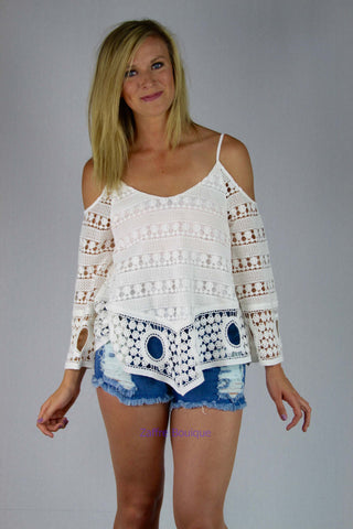 Cold Shoulder Crochet Top