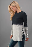 Ombre Side Lace-Up Top