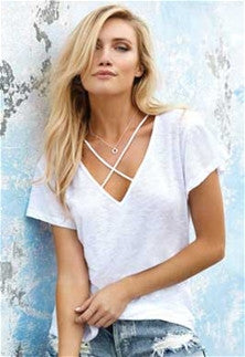Elan White Criss Cross Front Top