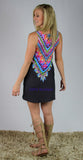 Tribal Print Black Sleeveless Tunic T-Shirt Dress