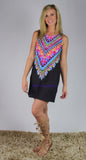 Tribal Print Black Sleeveless Tunic T-Shirt Dress