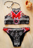 Ethnic Style Halter Bikini Set
