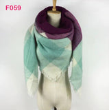 Plaid Plum Aqua and White Blanket Scarf