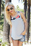 Heather Gray Floral Back Sleeveless Top