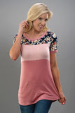 Floral Print Color Block Jersey