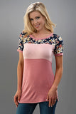 Floral Print Color Block Jersey