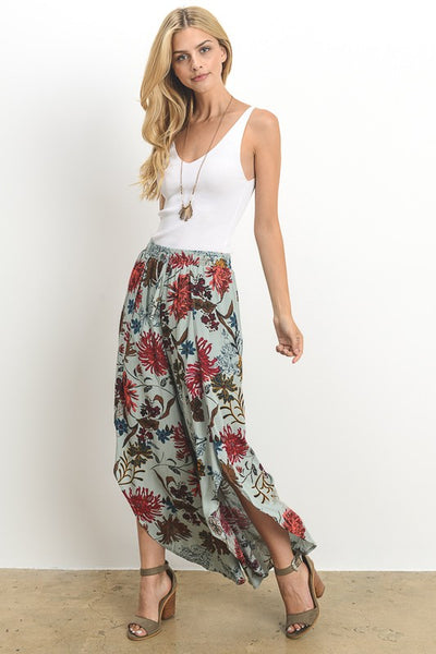 Split Front Floral Pants