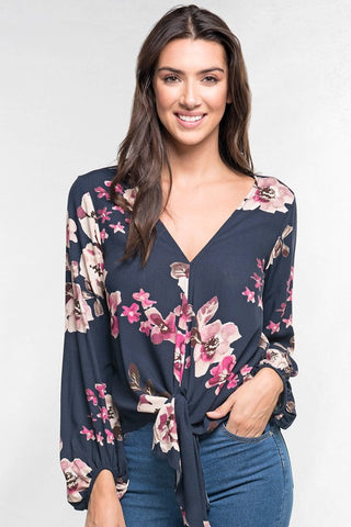Floral Tie Front Top