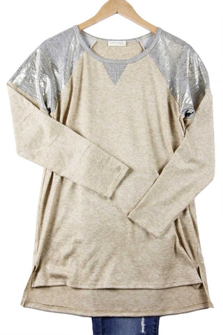 Oatmeal Top with Foil Printed Shoulders