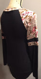 Black with Floral Raglan Sleeve Top