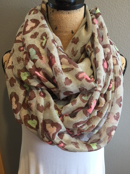 Leopard Scarf - Gray